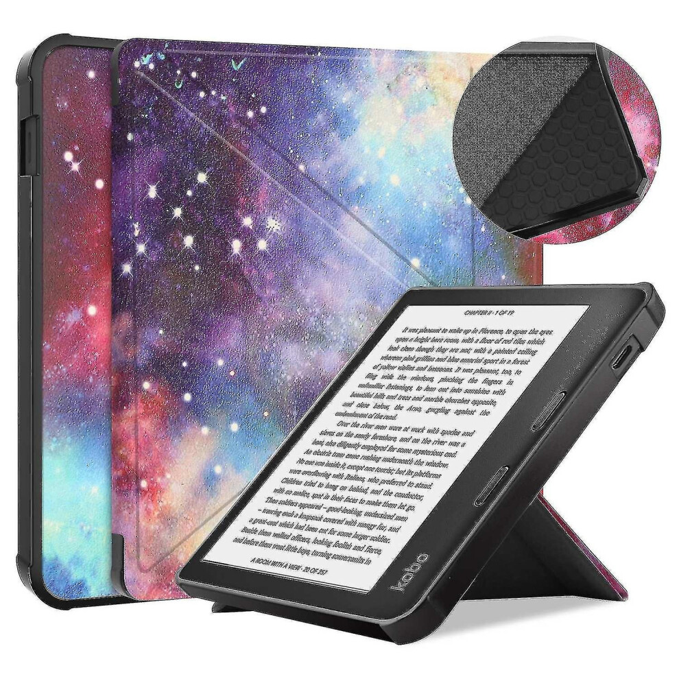 Sleep Wake Up Function For Kobo Libra 2, Multiple Horizontal Stand Angles Clever Design Origami Fold Lightweight Pu Leather Case For 7 Inch E-Reader ( 9012494343038