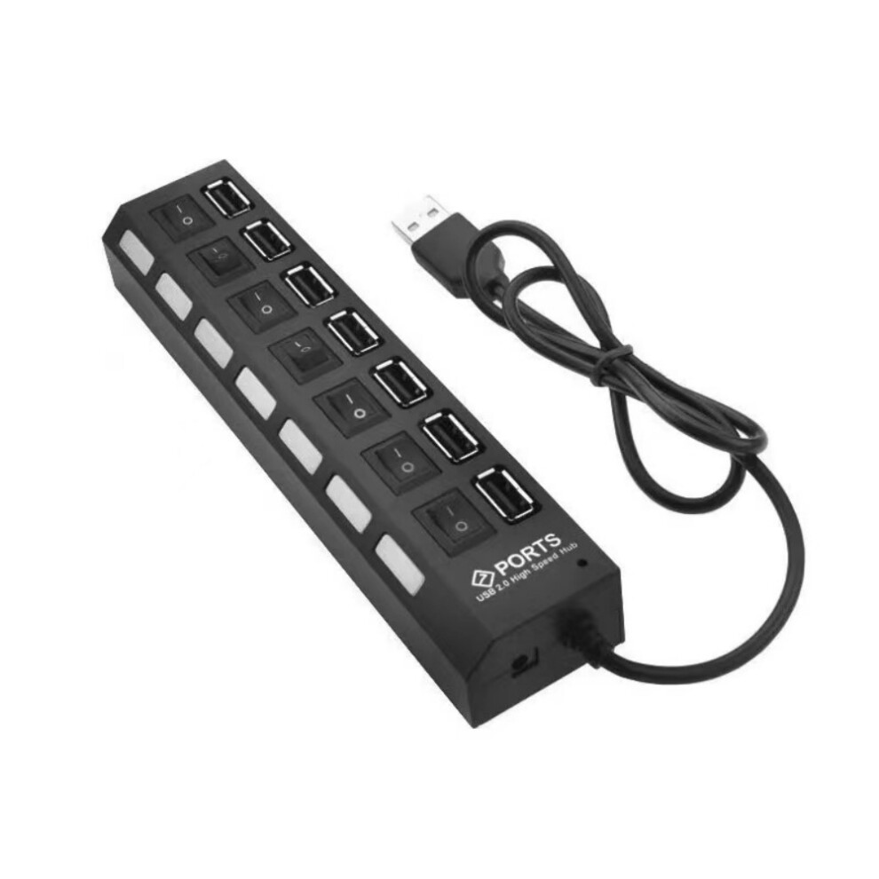 Compact Usb Hub, High Speed 7-Port Usb 2.0 Data Transfer Station With Independent On/Off Switch And Led Indicators For Travel And Home, Perfect For La 9012494654370