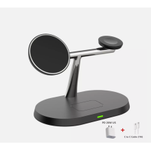 Trådlös laddningsplats, elegant och funktionell metalldesign, säker och snabb laddning för iPhone 15-serien, Apple Watch, Airpods, med