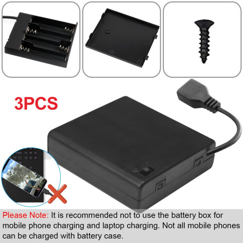 Battery Snap Output For Electronic Projects, Abs Plastic Material 4 AA Battery Case With On Off Switch And Wire Leads 1