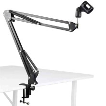 Microphone Boom Arm for Desk Mounting, Scissor Arm with Adjustable Height and Angle, Heavy Duty Suspension Mic Stand with Solid Construction, Universa