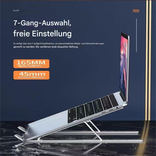 Supporto per notebook da scrivania, supporto per laptop con ventilazione e raffreddamento, robusto e protettivo, design pieghevole, supporto 2