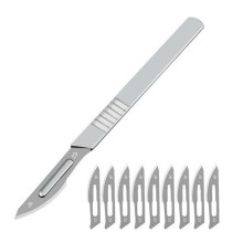 Scalpel Handle and Blade Kit, Stainless Steel Scalpel Handle with Sterile Blades for Precise Cutting, Carbon Steel Blade Surgical Instruments with Ant