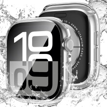 Heltäckande skyddsfodral med skärmskydd för Apple Watch 46 mm, heltäckande hårt PC-skyddsfodral med högtransparent härdat glasskärm