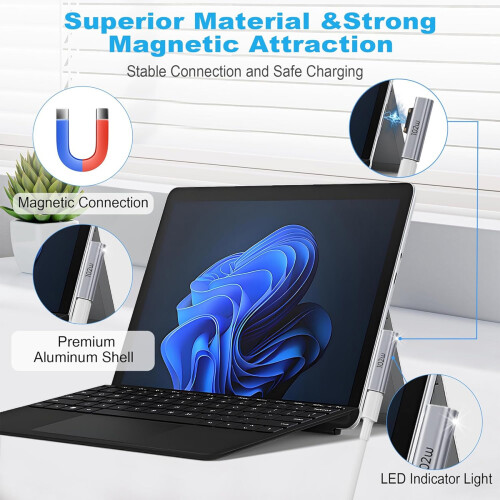 Προσαρμογέας φόρτισης σειράς Surface Pro, μετατροπέας USB3.1PD τύπου C σε DC, φόρτιση 2