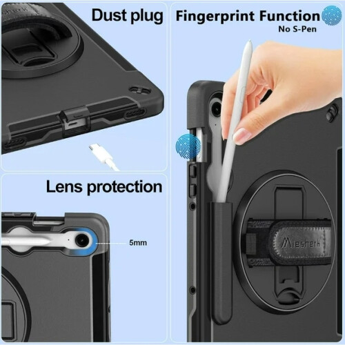 Capa com alça de ombro ajustável para Samsung Galaxy Tab 10.9 polegadas, design portátil, capa resistente para tablet com proteção robusta de 2
