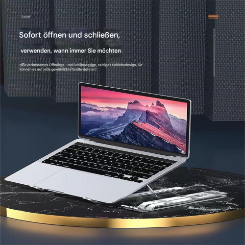 Support pour ordinateur portable ergonomique, design multi-angles réglable, construction en alliage d'aluminium, support de bureau pliable et 2