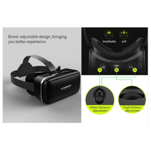 VR Headset for iPhone & Android, Virtual Reality 3D Glasses with Bluetooth Remote Controller, Adjustable Head Strap Ergonomic Design for Immersive 3D 2