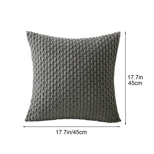 Capa de almofada decorativa para sofá, 45 cm (17,7 polegadas), em veludo cotelê, com listras em cor sólida, ideal para sala de estar, quarto e 2