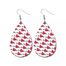 RSAMD Plaid Love Arrow Heart Teardrop Faxu Leather Valentines Day Earrings for Girls-#8