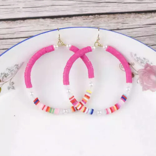 Σκουλαρίκια RSAMD Boho Confetti Beads για γυναίκες σε σχήμα δαχτυλιδιού, μεγάλα, εντυπωσιακά
