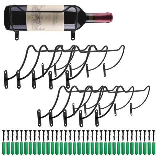 10 Pack Wall Mounted Metal Wine Rack Bottle Storage Holder Organizer