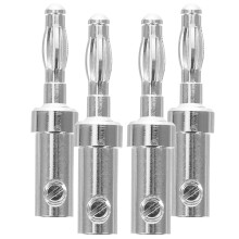 Conjunto de 4 conectores banana para amplificador e sistema de som. Conector de áudio banana de 4 mm.