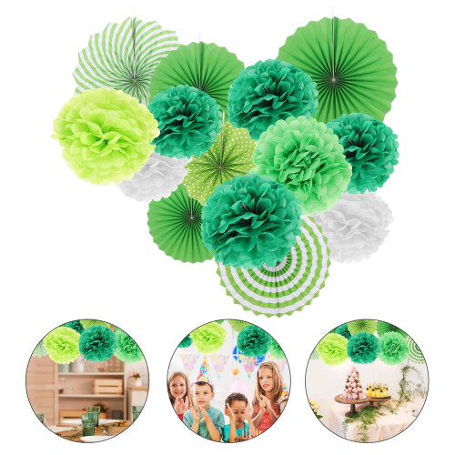 Διακοσμήσεις Γάμου Mizh14pcs Χάρτινες Βεντάλιες Pom Pom Λουλούδια Κρεμαστά Στολίδια 2