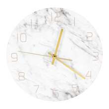 Quartz analoge stille marmeren wandklok met chique 3D-marmerprint, moderne ronde wandklok met Scandinavische creativiteit voor huisdecoratie.