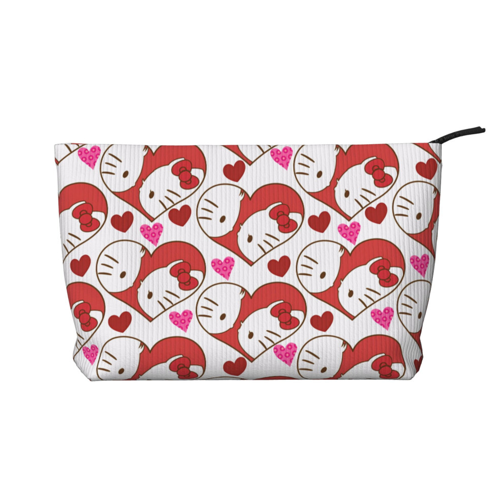 Hello Kitty Corduroy Cosmetic Bag Women's Toiletry Bag Accessories with Zipper Storage Bag Portable Cosmetic Travel Bag