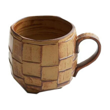 Yellow 420ml Retro Rough Pottery Coffee Cup Japanese Ceramic Mugs Milk Tea Cup Kitchen Breakfast Oatmeal Cup