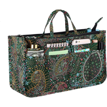 Printed Insert Handbag Wallet Organizer 13 Pockets Expandable Lining Bag Pouch Zipper Tote Organizer Diaper Bag Insert (green flower) green flower