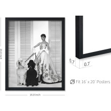 XFX Poster Master Audrey - Audrey With Poodles Print, Black & White Fashion Art, Dog Photography, Iconic Lady Art, 16x20 Black Framed, compatible