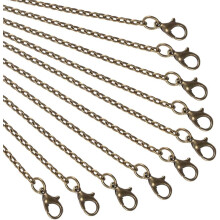 Cadena de 10 hebras de alambre de hierro color bronce antiguo con cierre de langosta, 80 cm por hebra, para relojes de bolsillo y para la creación