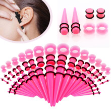 HEVIRGO 50-delige 3-delige set oorvergroters, dubbele O-ringen, uitlopende tunnels, hypoallergene siliconen tapers en plugs – Perfect cadeau