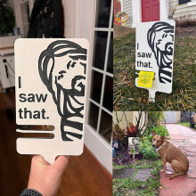 Character Sign with Bag Holder, Dog Lawn Sign, Please Clean Up After Your Pet