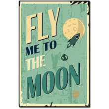 1 szt. metalowa tabliczka z napisem Fly Me to The Moon, dekoracja ścienna do domu, baru, pubu, kawiarni