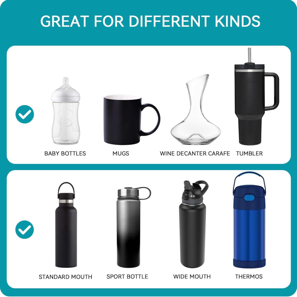SUSUSU 15" Water Bottle Cleaner Brush, Long Handle Compatible with Baby Bottles, Hydro Flask, Sports Bottle, Vase, Glassware
