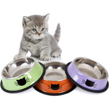 Ciotole per gatti, ciotole per animali domestici, ciotola per cibo e acqua per gatti in acciaio inossidabile con base in gomma antiscivolo, set di 3