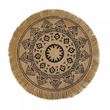Round Placemats, 15" Circle Burlap Place Mats with Tassels, Mandala Boho Wall Decor Rustic Farmhouse Jute Table Mats