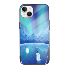 Pingvinek az Aurora alatt kompatibilis iPhone 14 telefon tokkal, TPU mobiltelefon tok iPhone 14 dupla kamerával kompatibilis