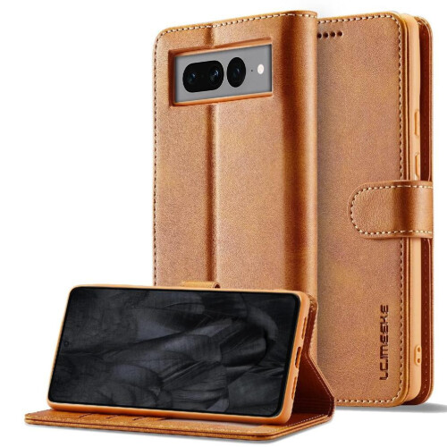 Capa para Google Pixel 8 Pro em couro texturizado de bezerro, com aba horizontal, compartimentos para cartões e suporte. 2