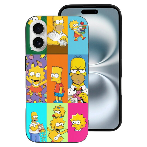 Capa Simpson TPU compatível com iPhone 16 – Ultrafina, resistente a impactos, não amarela, resistente a riscos, compatível com carregamento sem 1