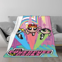 Powerpuff-jentene med klimaanlegg, plysjteppe, mykt, lett og koselig plysjteppe til seng, sofa, reise, campingteppe