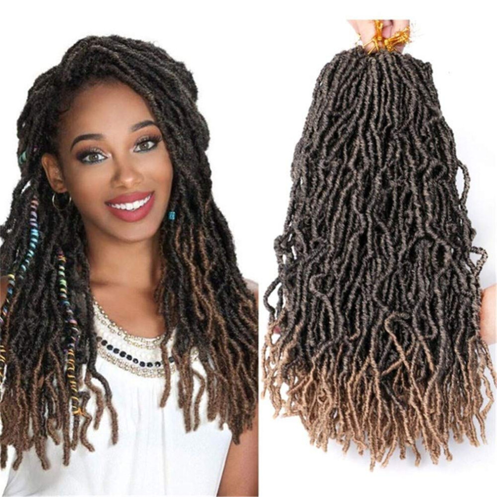 Unisex 18 Inch Prelooped Crochet Faux Locs Hair Extensions T1b/27 Synthetic Goddess Locs Braids 6 Packs