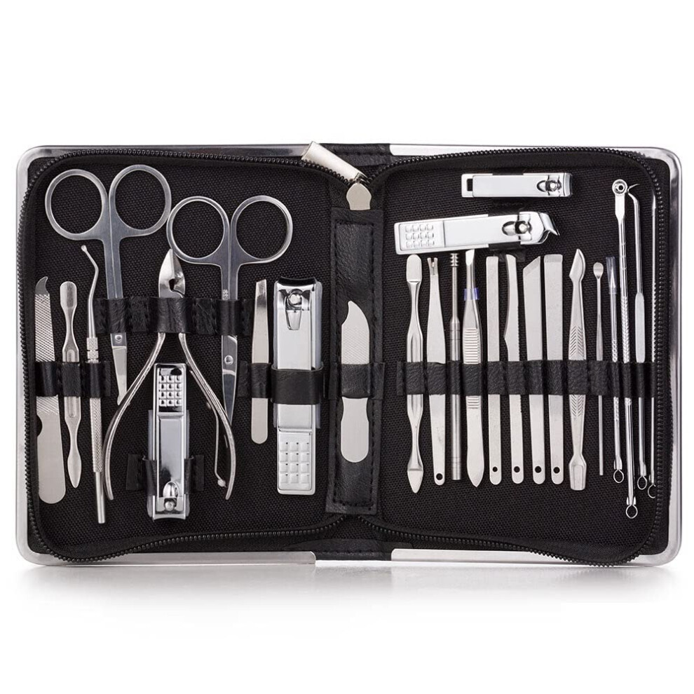 Nail Clippers Set 26 Pcs Stainless Steel Manicure Pedicure Kit with Case for Travel and Home
