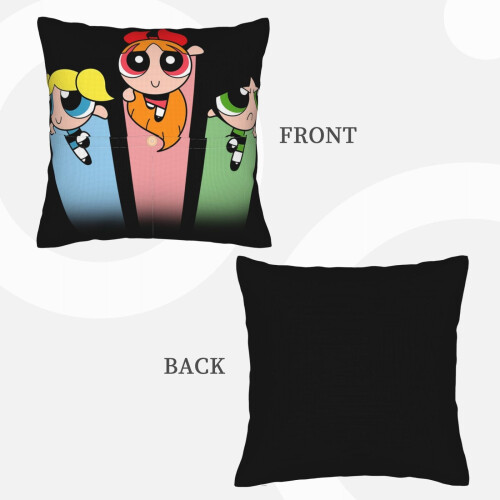 Μαξιλαροθήκη διακοσμητική από λινό Powerpuff Girls, τετράγωνη μαξιλαροθήκη για καναπέ, 2