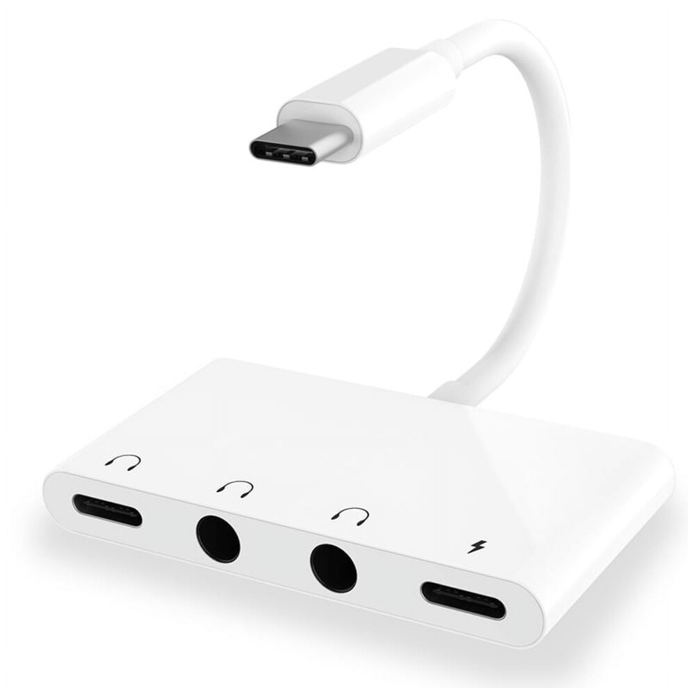Usb C To 3.5Mm Audio Adapter,4 In 1 Usb C To Headphone With 3.5Mm Audio And 60W Pd Fast Charging Port White/Light 9425574758231