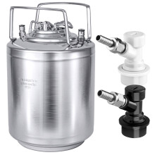 2.6 Gallon Stainless Steel Mini Keg with Double Ball Lock and Relief Valve for Home Brewing