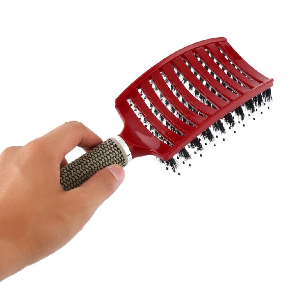 Unisex White Hair Detangling Comb With Ergonomic Rubber Grip For Gentle Scalp Massage And Salon Styling