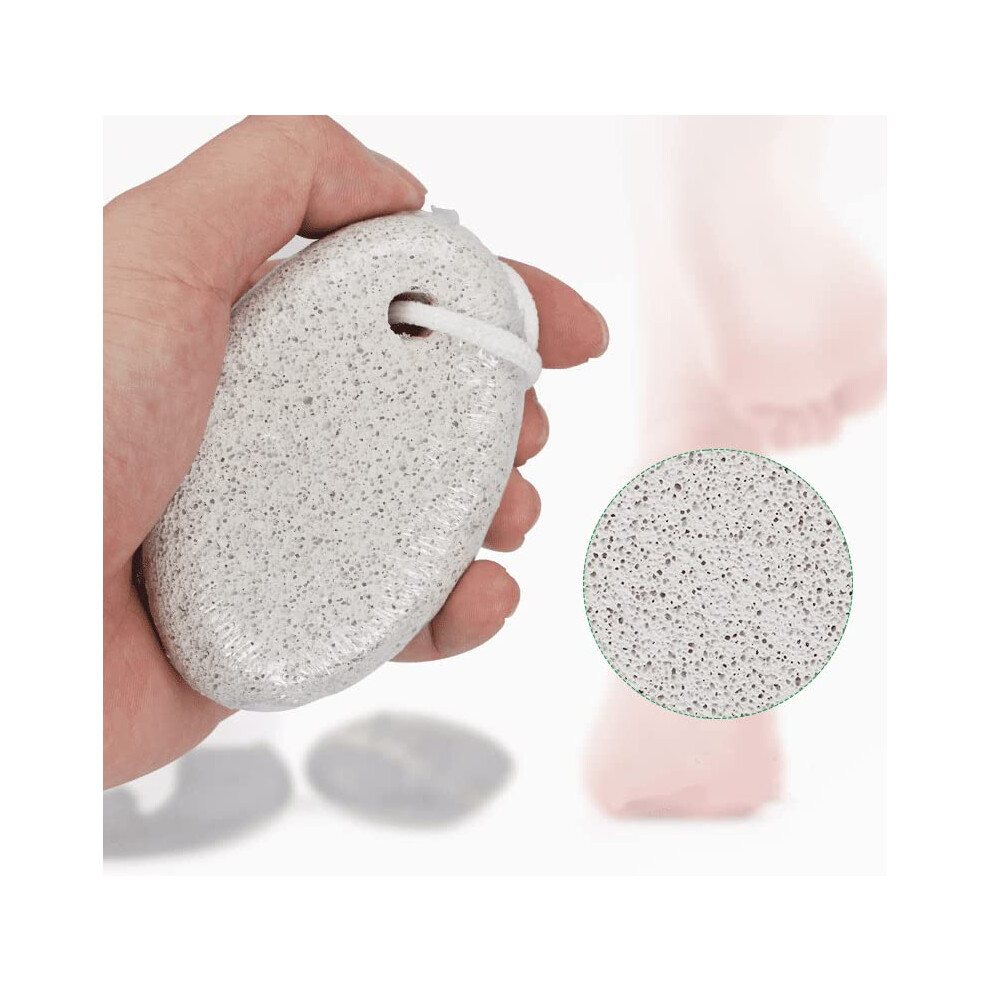 White Pumice Stone Foot Scrubber For Dead Skin, Natural Lava Callus Remover With Easy Grip,