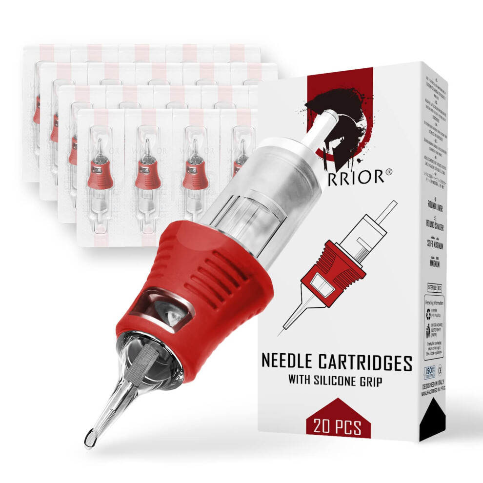 Tattoo Needle Cartridges 18RL 0.35mm Round Liner with Ergonomic Silicone Grip for Precision