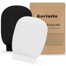 Exfoliating Gloves 2 Pack Korean Body Scrub Mitt for Deep Skin and Self Tan Removal