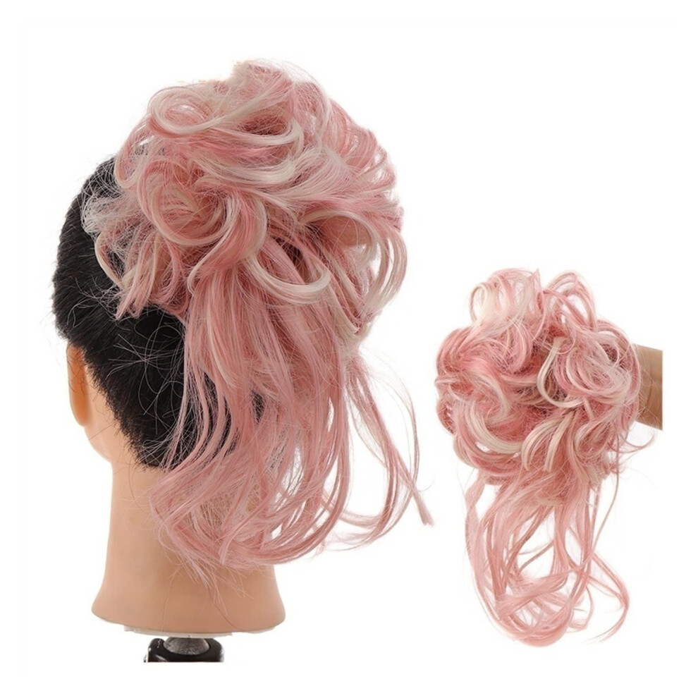 Unisex Hair Bun Extension With Natural Curly Look, Long Messy Chignon Hairpiece For Women, Color 001