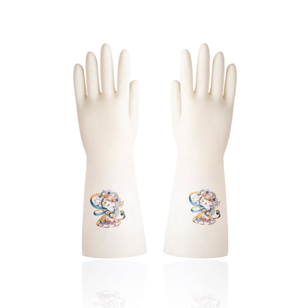 Reusable Rubber Dishwashing Gloves with Flocking Lining, Non-Slip & Durable for Household Cleaning, Food Processing
