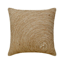 Fodera per cuscino 20x20 pollici beige, realizzata a mano in cotone e lino ecru, con cordino di iuta geometrico, federa quadrata - Back To Earth