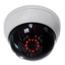 Cameră de securitate CCTV falsă cu cupolă, pentru interior, cu LED-uri IR, albă