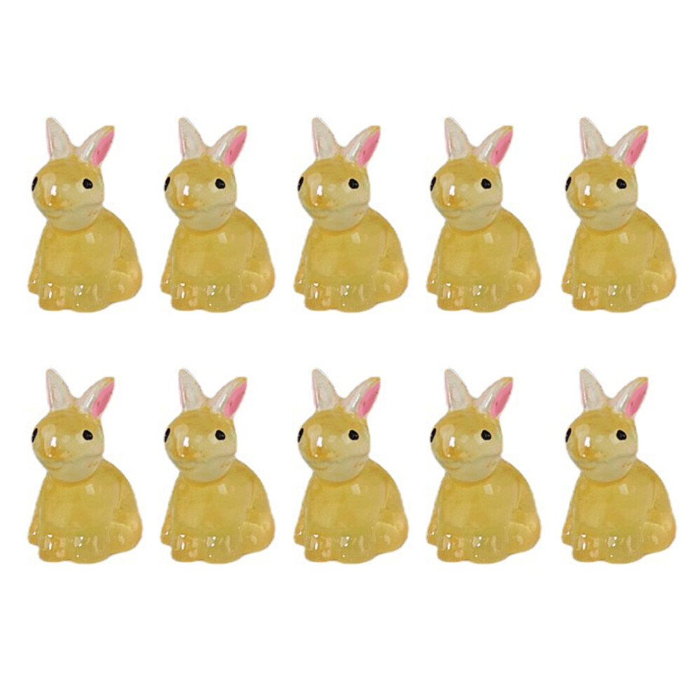 10Pcs Luminous Bunny Glowing In Dark Mini Resin Craft Ornament, Cute Rabbit Model For Phone Case Decor, Diy Craft - Yellow 9340258112751