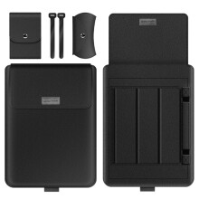 Duurzame laptoptas met magnetische sluiting en zachte microvezelvoering, inclusief standaardfunctie voor ergonomisch gebruik, universeel compatibel