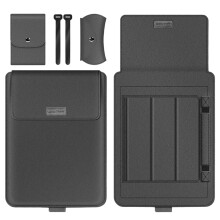 Duurzame laptoptas met magnetische sluiting en zachte microvezelvoering, inclusief standaardfunctie voor ergonomisch gebruik, universeel compatibel
